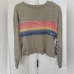 Rip curl long sleeve greenish gray crop tee